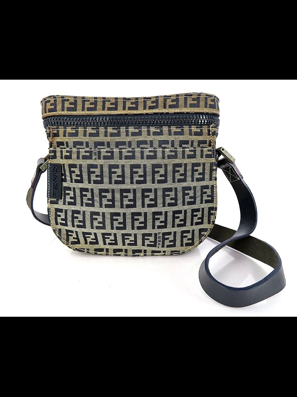 Fendi Brown and Black FF Logo Crossbody Shoulder Bag